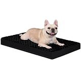 KSIIA Dog Crate Bed Waterproof Large Dog Bed Soft Rose Velvet Supportive Kennel Pad Egg Crate Foam with Removable Washable Cover & Non-Slip Bottom, 35 x 22 Inch, Black