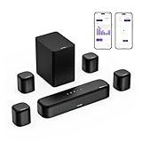 ULTIMEA 7.1ch Sound Bar with Dolby Atmos, Surround Sound System for TV with 4 Surround Speakers, Sound Bar for Smart TV with App Control, Soundbar with Subwoofer for Home Theater, HDMI eARC, Aura A60