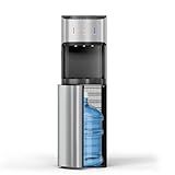 Manastin Bottom Loading Water Cooler Dispenser for 3-5 Gallon Bottles, 3 Temperature - Hot, Cold & Room Water with Child Lock, Ideal Design for Home & Office, Satin Silver