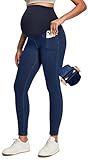 IUGA Stretchy Maternity Jeans Over Belly Skinny High Waisted Maternity Pants for Work with Pockets Comfy Maternity Clothes Dark Blue