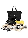 Ueemph Horse Grooming Kit (12-Piece): Brushes, Storage Bag, Sweat Scraper, Mane Comb, Grooming Gloves, Horse Gift for Girls (Black)