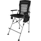 Stonehomy Extra Tall Folding Chairs for Adults 330lbs, Portable Bar Height Foldable Director Chairs for Camping Outside, Comfortable with Makeup Pocket, High Back and Footrest, Black