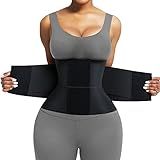 FeelinGirl Workout Waist Cincher Trainer Corset Shaper Tummy Slimmer Plus Size Belly Band for Women Black S