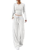 LILLUSORY 2 Piece Lounge Sets for Women 2026 Fall Fashion Outfits Sweat Set