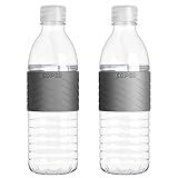 Copco Hydra Water Bottle with Spill-Resistant Lid, 16.9 oz (Set of 2) - Reusable Tritan Non-Slip Sleeve, Twist-Open Body - BPA-Free, Leak-Proof, Durable & Portable for Gym, Office, School (Gray)