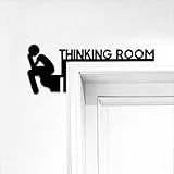 Funny Bathroom Metal Decor Signs, Black Metal Restroom Wall Decor and Accessories, Humorous Thinking Room Theme with Abstract Man(Left)