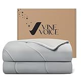 Vine Voice Cooling Blanket Comforter for Hot Sleepers - Full/Queen Soft Cooling Blankets, Double-Sided Cold Blanket for Night Sweats, All-Season Lightweight Cooling Comforter (90''x90'', Silver Gray)