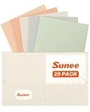 SUNEE Folders with Pockets (25 Pack, Pastel Colors), 2 Pocket Folders Fit Letter Size Paper, Paper File Folder for School Office Home Business