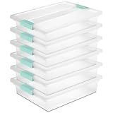 Sterilite 6-Pack Clip Box, Stackable Clear Plastic Bins with Latching Lids, Large - Writing, Arts or Crafts Supplies Storage Containers for Home, Office, Classroom and Workshop Organization