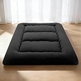 DUMOS Japanese Floor Mattress Twin Size, Futon Mattress Foldable with Removable Washable Cover, Portable Roll Up Tatami Mat for Kids Room, Dorm, Sleepovers and Solo Sleeper, Black