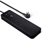 Amazon Basics Surge Protector Power Strip, 12-Outlet, 4000 Joules, 8ft Extension Cord, Rectangle, for Home, Office, Gaming Room, Black