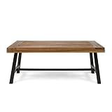 Christopher Knight Home Carlisle Outdoor Acacia Wood Coffee Table, Sandblast/Rustic Metal