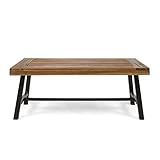 Christopher Knight Home Carlisle Outdoor Acacia Wood Coffee Table, Sandblast/Rustic Metal