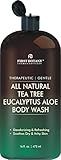 First Botany, ALL Natural Body Wash - Fights Body Odor, Athlete's Foot, Jock Itch, Nail Issues, Dandruff, Acne, Eczema, Shower Gel for Women & Men, Skin Cleanser -16 fl oz (Tea Tree Eucalyptus)