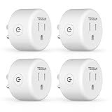 Smart Plug, TESSAN WiFi Outlet Compatible with Alexa and Google Assistant, Mini Bluetooth Socket Remote Control with Timer Function, No Hub Required, 2.4G WiFi, 4 Pack