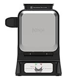 Ninja Belgian Waffle Maker Pro | Vertical Design | 5 Shade Settings with Precision-Pour Cup & Chef-curated Recipe Guide | Black & Silver | BW1001