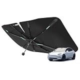[Upgraded] Nmoiss Windshield Sun Shade Umbrella - [Vinyl Coating Heat Shield] Protect Car from Sun Rays & Heat Damage Keep Cool and Protect Interior, Spring Structure Edge Medium 56" L x 31" W