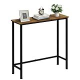 Mordchil HF Narrow Console Table, 29.5" Small Entryway Table, Thin Hallway Tables, Slim Sofa Side Tables for Hallway, Living Room, Bedroom, Foyer, Retro Brown