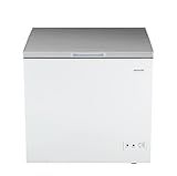 Frigidaire Chest Deep Freezer, 7 Cu. Ft. Capacity, Shiny Stainless Steel Top Lid Design-Adjustable Thermostat-Removable Vinyl Coated Wire Basket-Easy Defrost Drain- Garage Ready