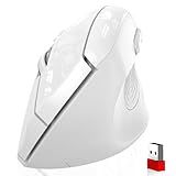 memzuoix Ergonomic Mouse Wireless,2.4G Optical Cordless Mice with 800/1200/1600 DPI,Vertical Computer Wireless Mouse for Laptop, Mac,PC,Desktop (for Right Hand, Large),White Mouse