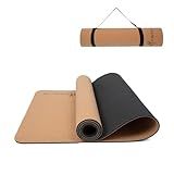 StrongTek Eco-Friendly Cork Yoga Mat, 7mm Thick, 72"x24", Cork+TPE, 2 lbs, Non-Slip, Lightweight & Cushioned Mat for Hot Yoga, Pilates & Home Fitness, Durable Surface with Natural Grip and Carry Strap