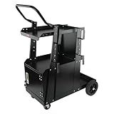 VEVOR 2-Tier Welding Cart, Welder Cart Heavy Duty with Anti-Theft Lockable Cabinet, 360° Swivel Wheels, Tank Storage Safety Chains for TIG, ARC, Plasma Cutter - 265LBS Static Weight Capacity