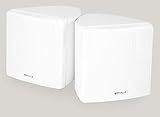Rockville Pair Cube White 3.5" 30W RMS Home Theater Wall Speakers, 8 Ohm, 360-Degree Swivel Brackets, 2-Way Audio, Compact Design, for Home Theater and Surround Sound