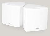 Rockville Pair Cube White 3.5" 30W RMS Home Theater Wall Speakers, 8 Ohm, 360-Degree Swivel Brackets, 2-Way Audio, Compact Design, for Home Theater and Surround Sound