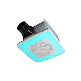 Broan-NuTone ChromaComfort Bathroom Exhaust Fan with Bluetooth Speaker, Powerful 110CFM/1.5 Sones, 24-color LED Light, SPK110RGBL, Wall Switch