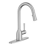 Moen Adler Spot Resist Stainless One-Handle High Arc Pulldown Kitchen Faucet with Power Clean, 87233SRS