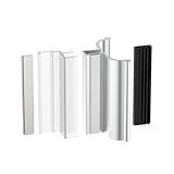 Shuisen 3" Clear Polycarbonate U-Channel with Magnet, 3-3/4" Bright Chrome Frameless Shower Door Handle with Metal Strike for 1/8", 5/32", 3/16" and 1/4" Thick Swing Glass Shower Doors