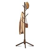 Azaeahom 8-Hook Freestanding Coat Rack 3 Adjustable Heights Sturdy Brown