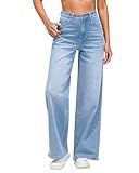 GRAPENT High Waisted Jeans for Women - Trendy Western Style, High Waist Pants in Bay Blue, Sizes 12 & 14