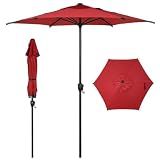 Abba Patio 7.5FT Lyon Outdoor Patio Umbrella Outdoor Table Umbrella with Push Button Tilt and Crank Market Umbrella 6 Sturdy Ribs UV Protection Waterproof for Garden Deck Backyard Pool Dark Red