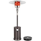 Hykolity 50,000 BTU Patio Heater with Sand Box, Table Design, Double-Layer Stainless Steel Burner, Wheels, Tip-over Protection System, Outdoor Heater for Home and Residential, Brown