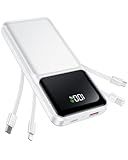 Portable Charger with Built in Cable - 22.5W Fast Charging 20000mAh Slim Power Bank USB C LED Display Battery Pack 5 Outputs & 3 Inputs for iPhone Samsung Android iPad Phones Travel Essentials etc