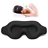 Sleep Eye Mask for Men Women, Sleeping Mask for Side Sleeper, Travel Blackout Night Blindfold Eye Shade Cover with Adjustable Strap (Black-3D)