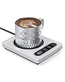 Maestri House Coffee Mug Warmer with 4 Temp Settings & 1-12 Hour Timer, Auto Shut Off for Desk, Smart Electric Beverage Warmer, Candle Melter for Home and Office, ETL Listed (Silver)