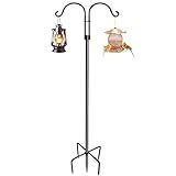 LWWTBS Double Shepherds Hooks for Outdoor (1Pack,76 inch) Heavy Duty Adjustable Bird Feeder Pole Garden Decor Shepherds Hook for Hanging Bird Feeder, Plant Baskets, Hummingbird Feeder for Outside