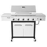 Nexgrill Deluxe 5-Burner Propane Barbecue Gas Grill with Side Table and Ceramic Searing Side Burner, 771 sq. in., 75000 BTUs, Black, Outdoor Cooking, Patio, Barbecue Grill, 720-1046A