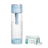 Asfolia Sparkling Water Maker, SparkGo Portable Soda Maker with 420ml PET Carbonating Bottles, 10x 8g CO2 Cylinders,Top-carbonation soda maker (Blue)
