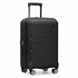 Traveler's Choice Pagosa Hardshell Expandable Luggage with Spinner Wheels, Black, 22-Inch Carry-on