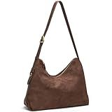 SYTRAH Hobo Bags for Women Slouchy Shoulder Suede Purse, Soft Crossbody Handbag with Multiple Pockets Casual Tote Purse with Adjustable Strap Coffee