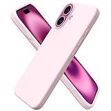 ORNARTO Compatible with iPhone 16 Case 6.1", Slim Liquid Silicone 3 Layers Full Covered Soft Gel Rubber Shockproof Phone Case, Protective Cover with Anti-Scratch Microfiber Lining-Chalk Pink
