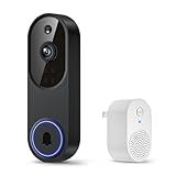 WarmBot 1080p Smart Wi-Fi Doorbell Camera with Doorbell Receiver, AI Motion Detection, Night Vision, Cloud Storage, 2 Way Audio, Battery Powered, 2.4GHz Wi-Fi Only