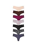 Victoria's Secret Women's No Show Thong Underwear, Panties for Women, Pack of 7, Solids & Animal Print, M
