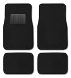 CarsCover Premium Vehicle Mats 4-Piece with Vinyl Heel Pad, Black Carpet Driver Passenger and Rear Floor Mats