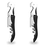 TYLbeang 2 PCS Waiter Corkscrew Wine Opener,Upgraded Heavy Duty Wine Keys,Stainless Steel Double Hinged Wine Key for Serves,Bartenders(Black)