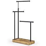 SRIWATANA Carbonized Black Jewelry Organizer Stand, Tall Necklace Holder
