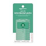 Amazon Basics Super Soft Interdental Picks for Plaque Remover and Teeth Cleaning, Easy to Use with Travel Case Included, 100 Count